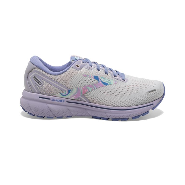 Brooks Women's Ghost 14 Cushioned Road Running Shoes - White/Purple/Barely Pink (RKWM95710)